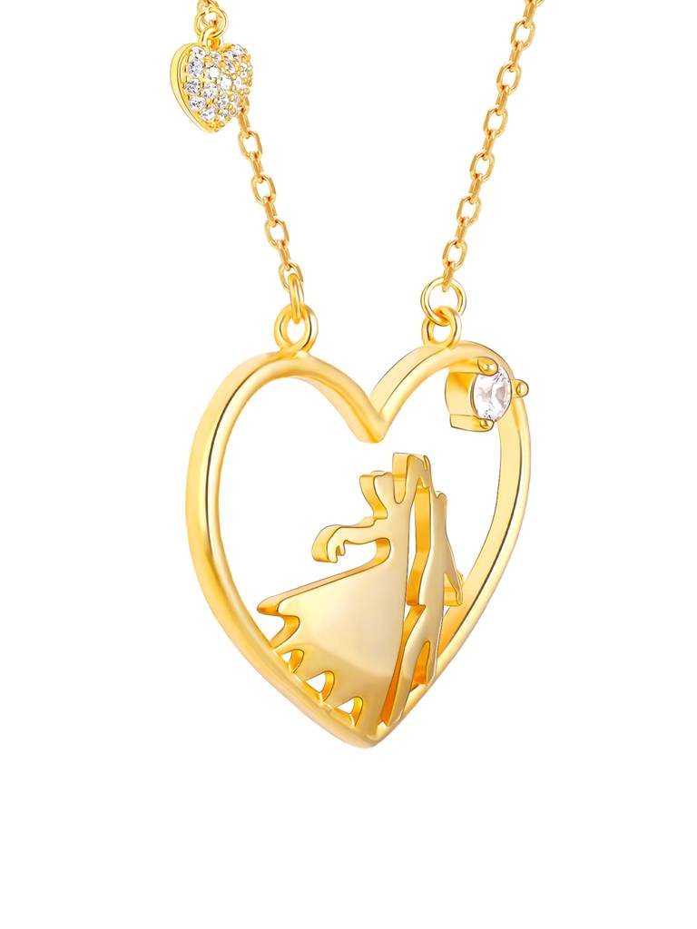 GIVA 925 Sterling Silver Golden Dance Partners Necklace