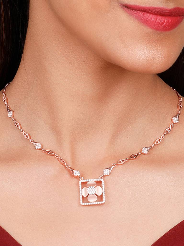 GIVA 925 Sterling Silver Rose Gold Eternal Romance Necklace