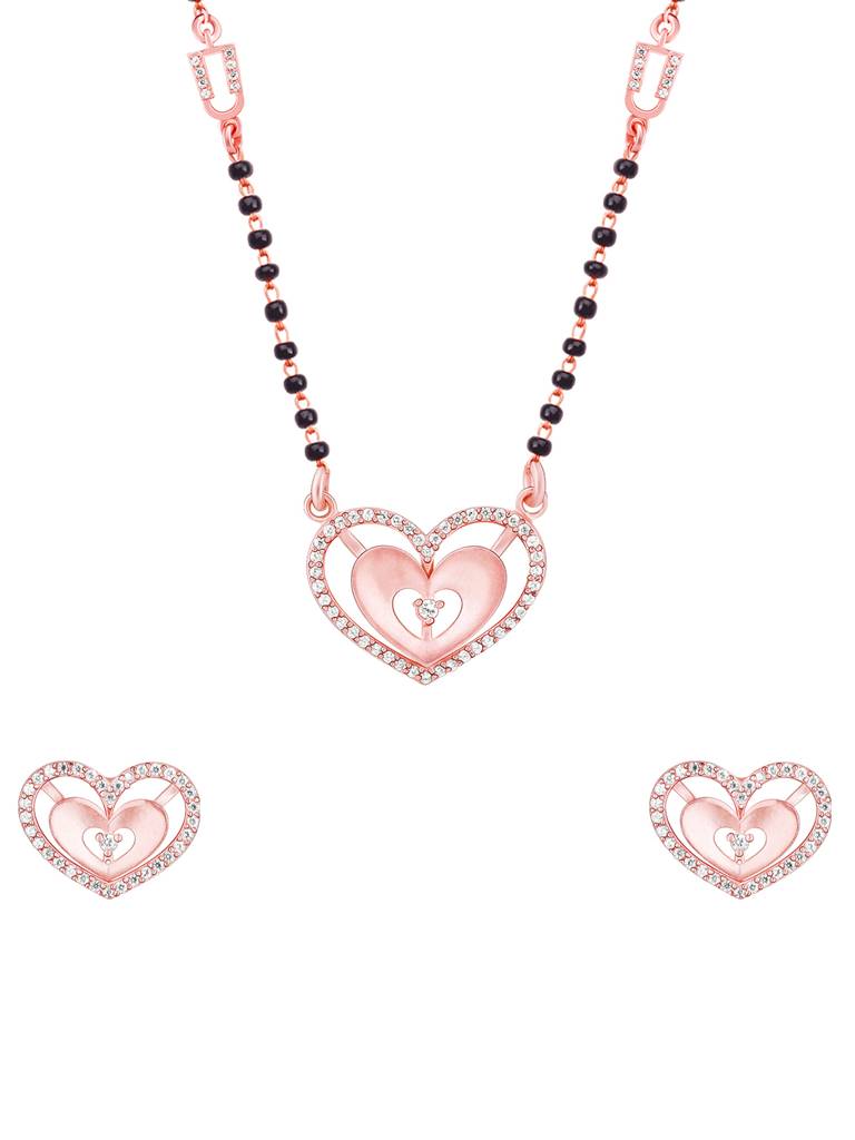 GIVA 925 Sterling Silver Anushka Sharma Rose Gold Love Affair Mangalsutra Set