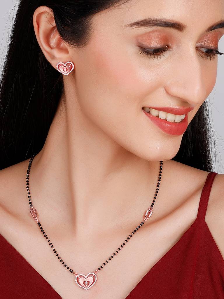GIVA 925 Sterling Silver Anushka Sharma Rose Gold Love Affair Mangalsutra Set
