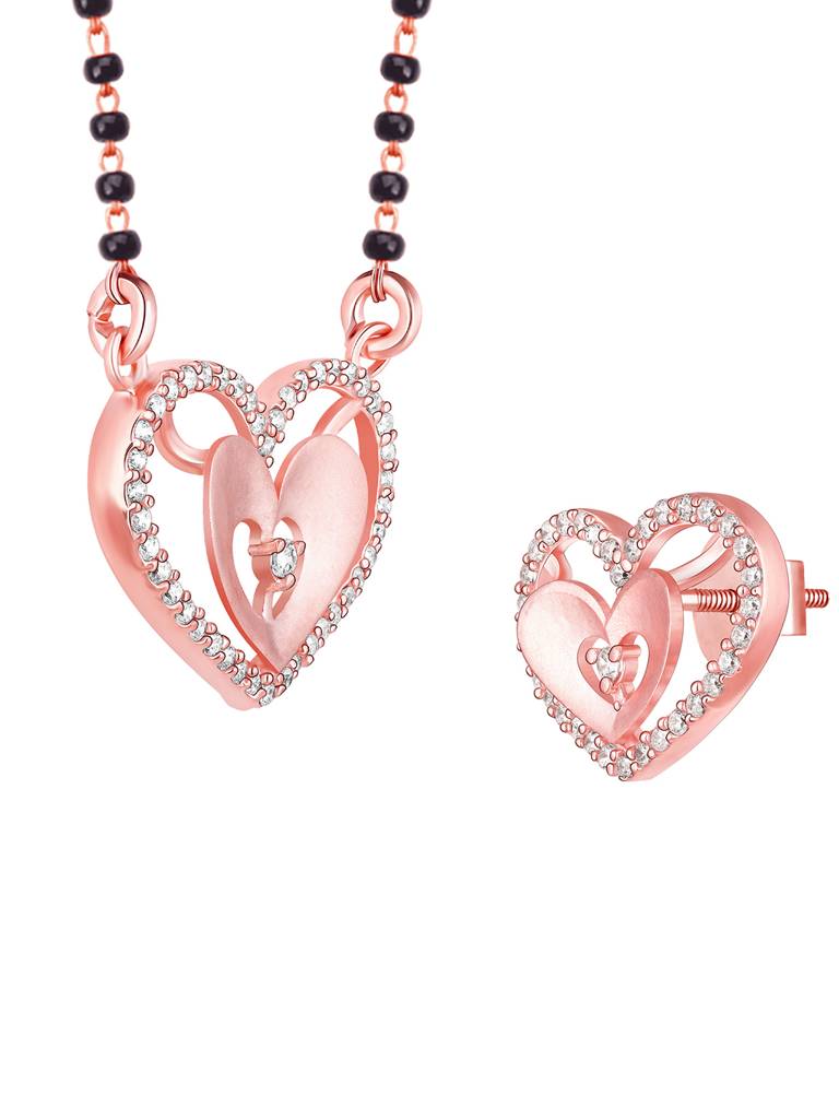 GIVA 925 Sterling Silver Anushka Sharma Rose Gold Love Affair Mangalsutra Set