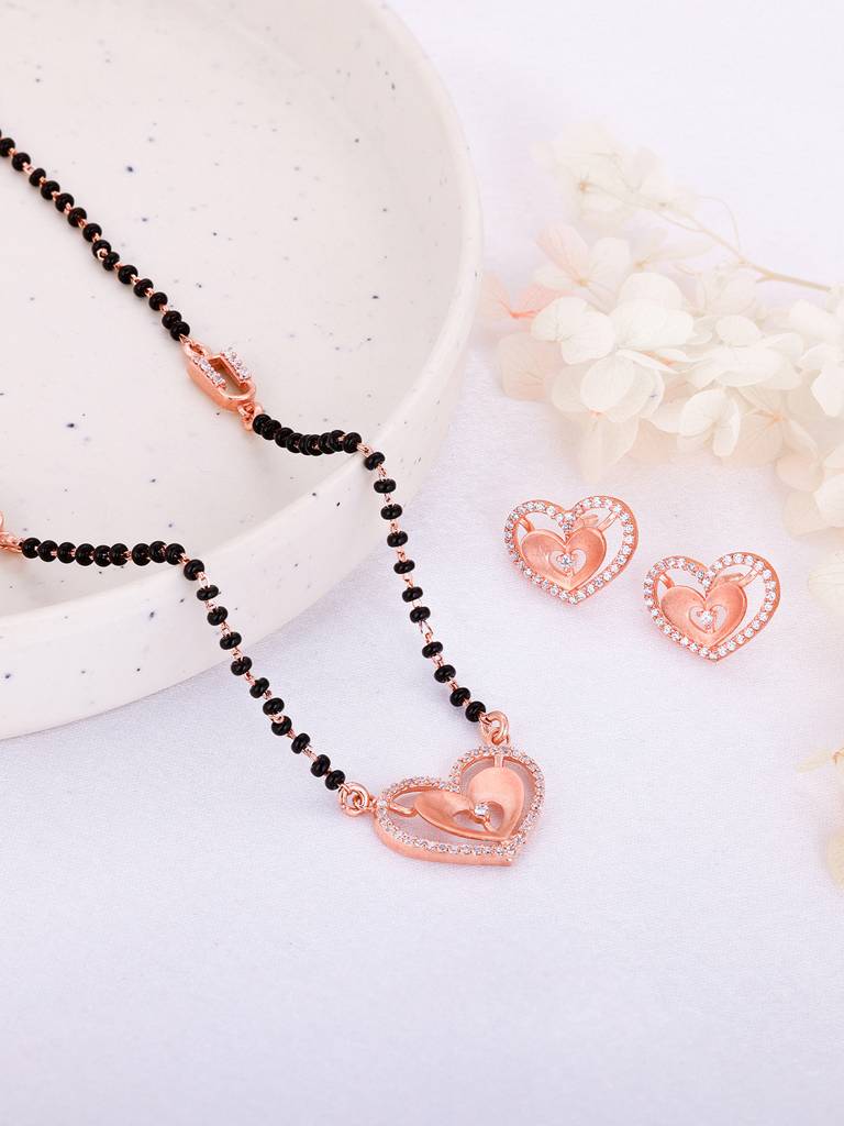 GIVA 925 Sterling Silver Anushka Sharma Rose Gold Love Affair Mangalsutra Set