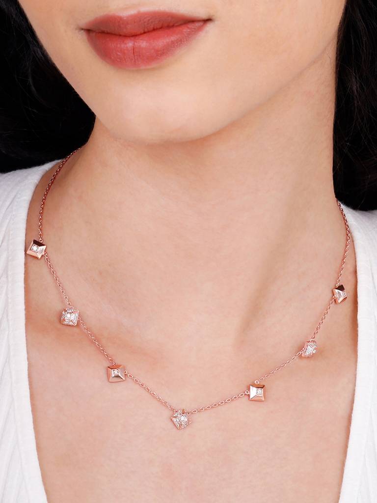 Giva 925 Sterling Silver Rose Gold Gleaming Treasures Signature Necklace