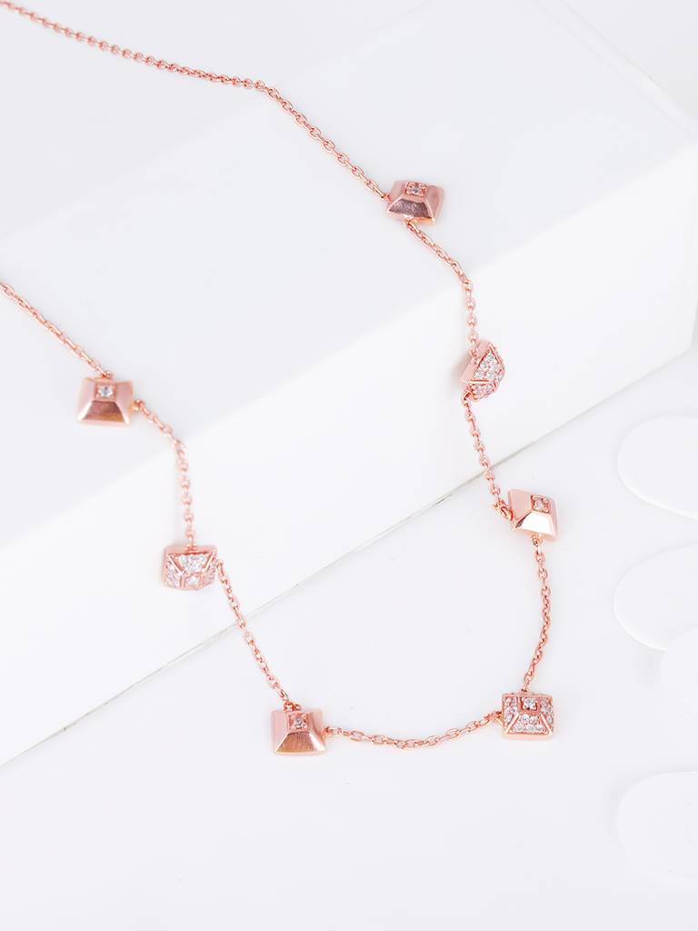 Giva 925 Sterling Silver Rose Gold Gleaming Treasures Signature Necklace