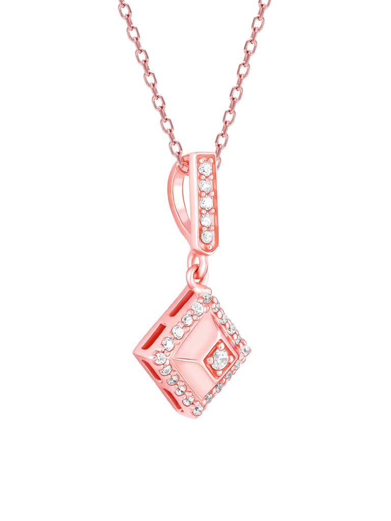 Giva 925 Sterling Silver Rose Gold Gorgeous Signature Pendant With Link Chain