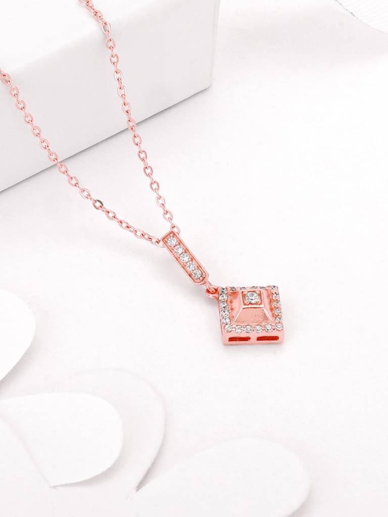 Giva 925 Sterling Silver Rose Gold Gorgeous Signature Pendant With Link Chain