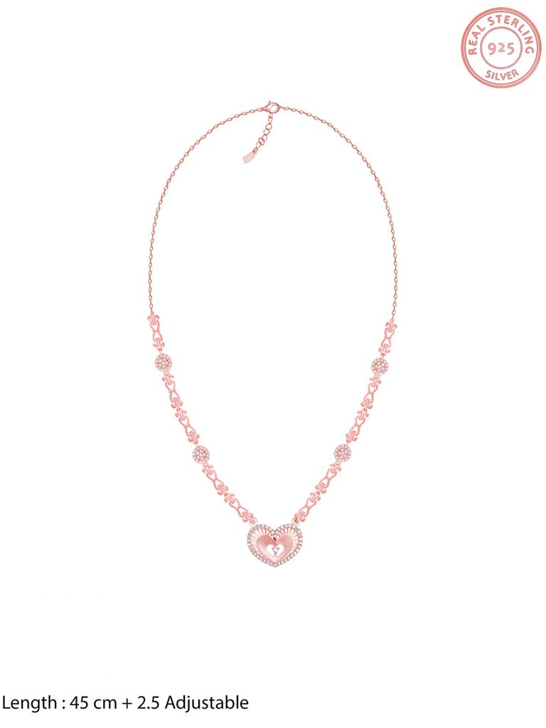GIVA 925 Sterling Silver Anushka Sharma Rose Gold Love Affair Necklace