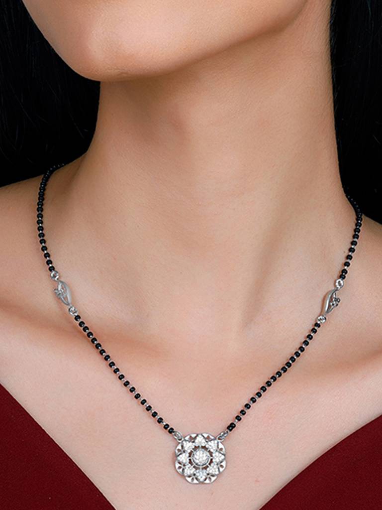 GIVA 925 Sterling Silver Anushka Sharma Silver Sparkles Mangalsutra