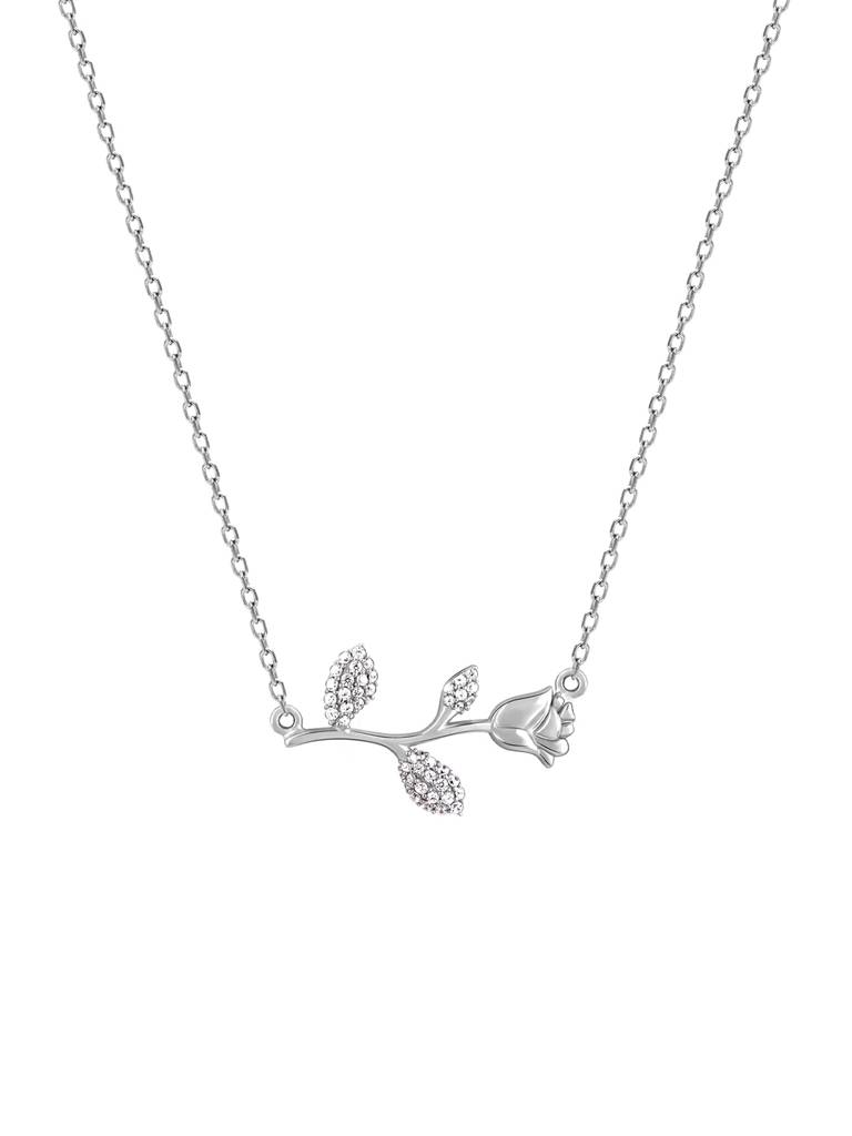GIVA 925 Sterling Silver Zircon Studded Rose Necklace