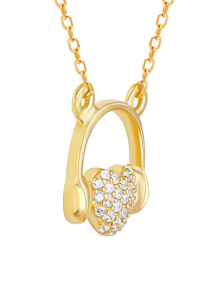 GIVA 925 Sterling Silver Golden Musical Heart Necklace