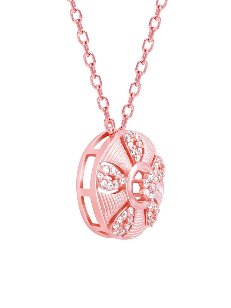 GIVA 925 Sterling Silver Rose Gold Vinca Pendant with Link Chain