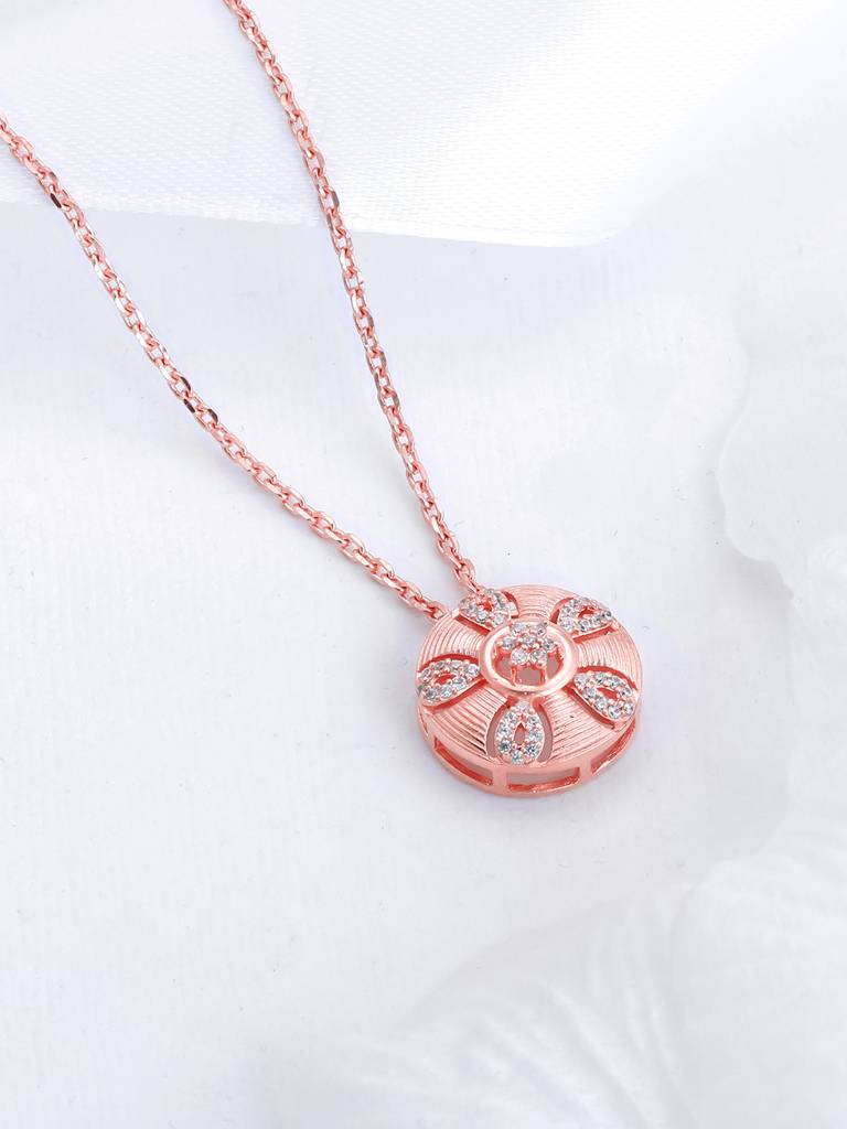 GIVA 925 Sterling Silver Rose Gold Vinca Pendant with Link Chain