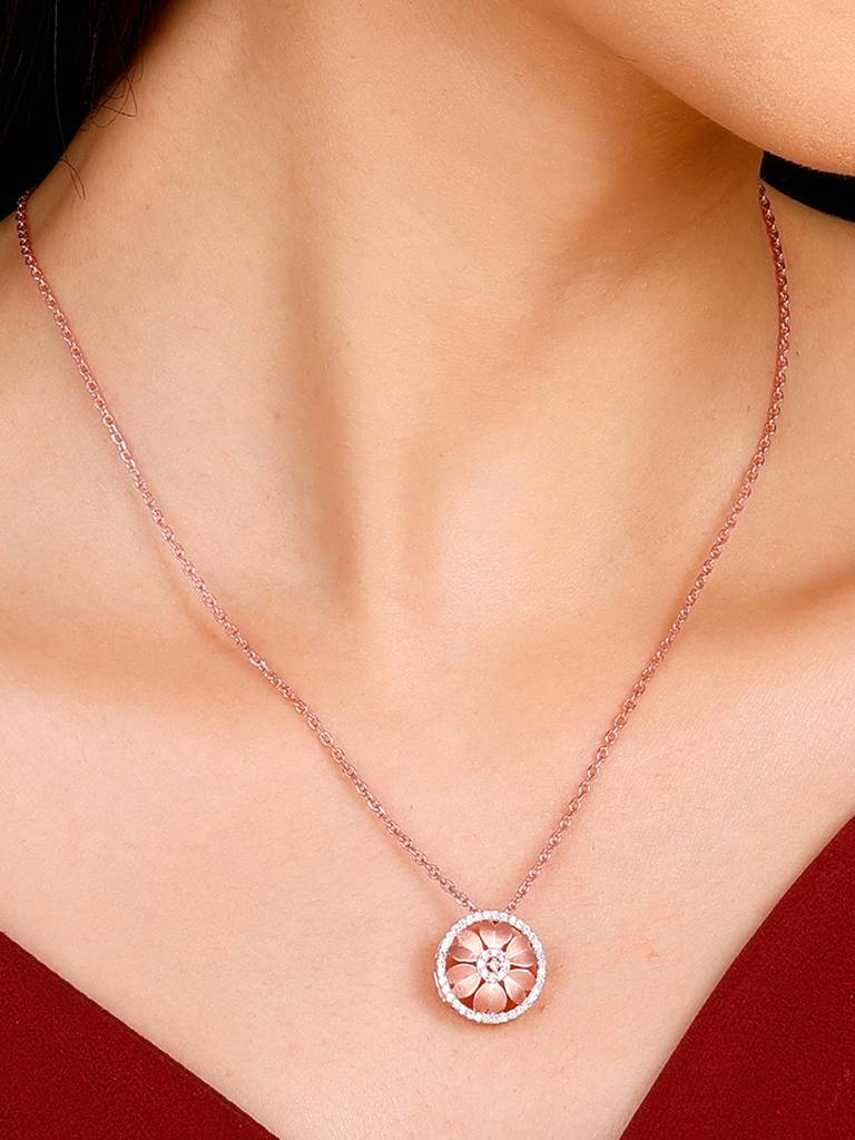 GIVA 925 Sterling Silver Anushka Sharma Rose Gold Season of Love Necklace