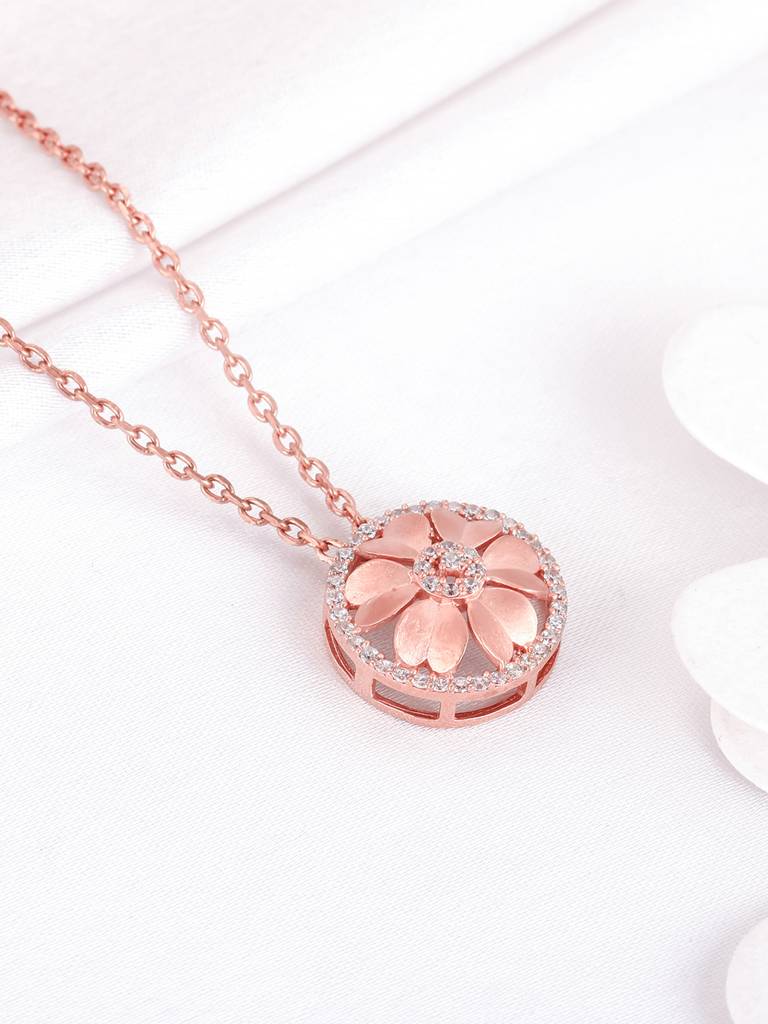 GIVA 925 Sterling Silver Anushka Sharma Rose Gold Season of Love Necklace