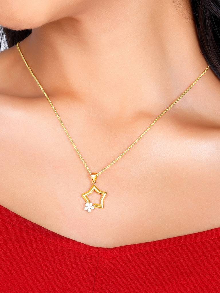 GIVA 925 Sterling Silver Golden Be My Star Pendant with Link Chain
