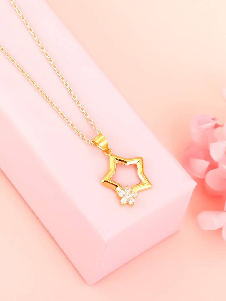 GIVA 925 Sterling Silver Golden Be My Star Pendant with Link Chain