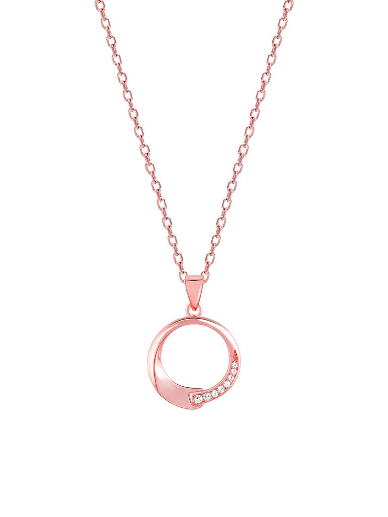 GIVA 925 Sterling Silver Rose Gold Circle of Love Pendant with Link Chain