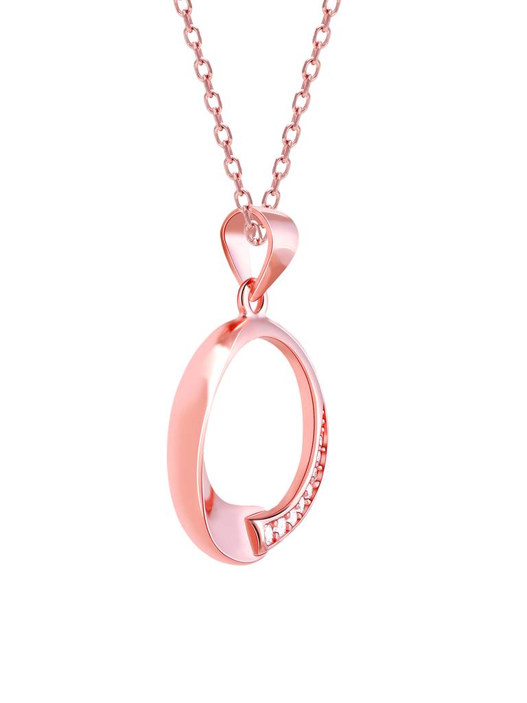 GIVA 925 Sterling Silver Rose Gold Circle of Love Pendant with Link Chain