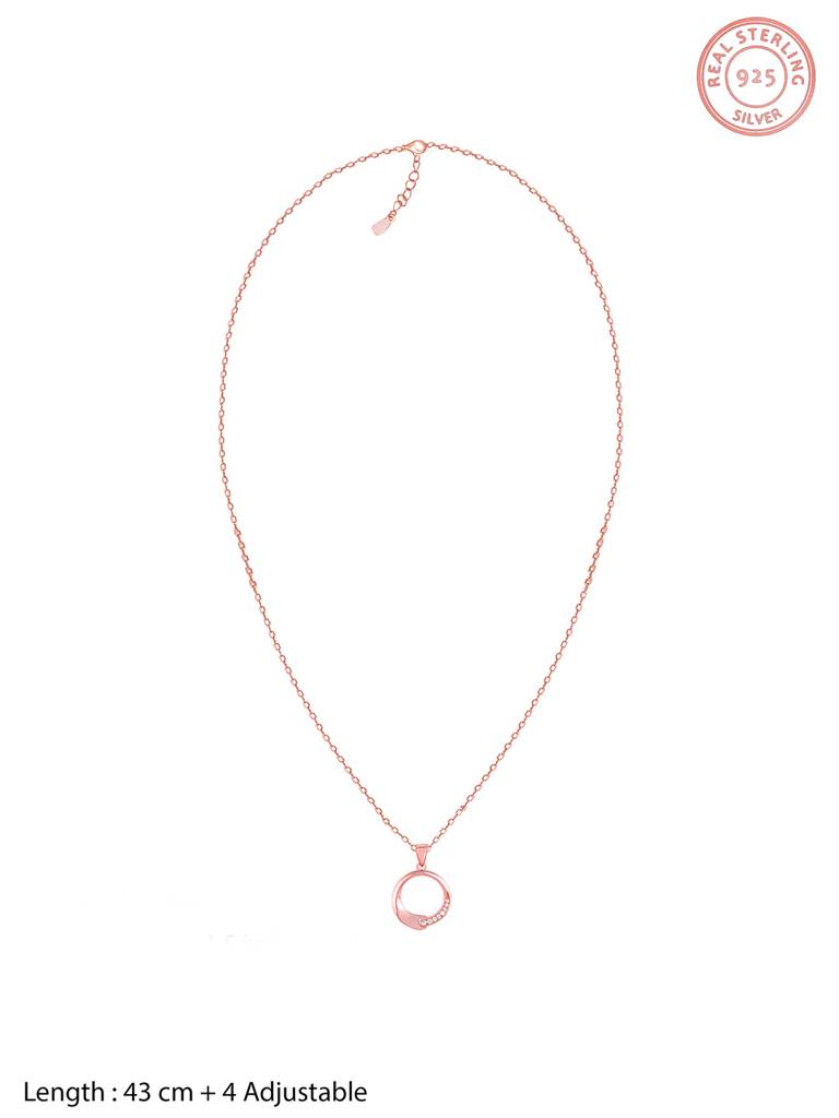 GIVA 925 Sterling Silver Rose Gold Circle of Love Pendant with Link Chain