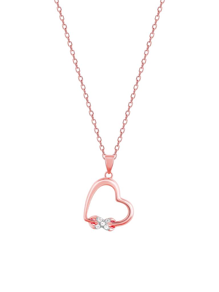 GIVA 925 Sterling Silver Rose Gold Studded Infinity & Heart Pendant