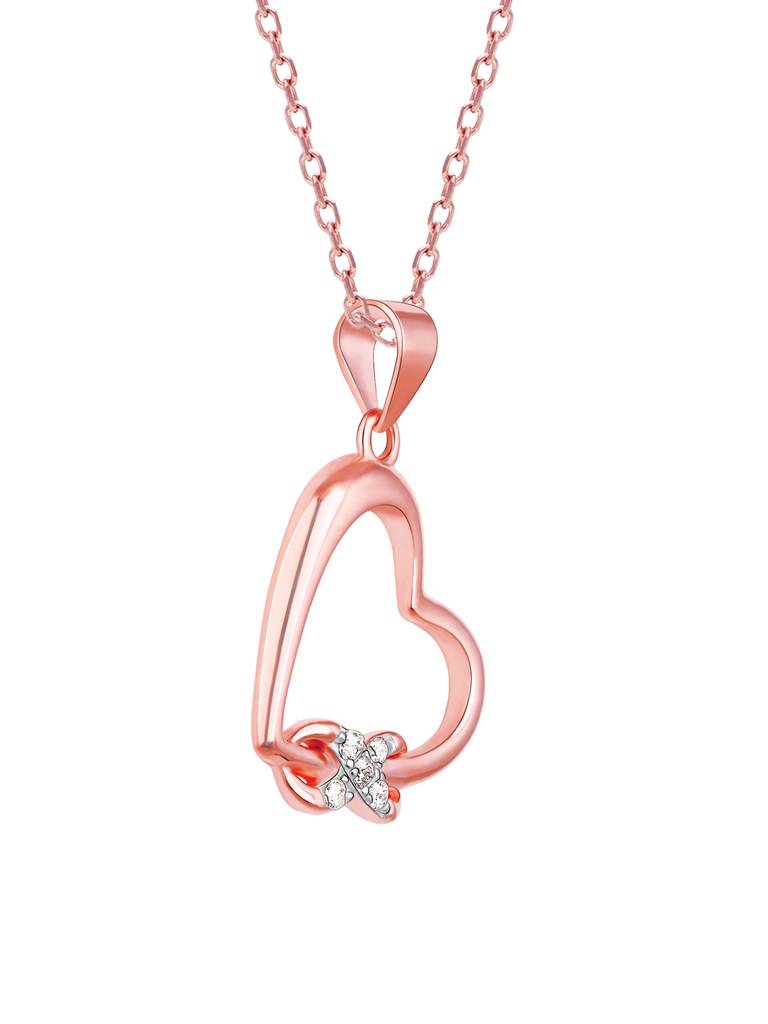 GIVA 925 Sterling Silver Rose Gold Studded Infinity & Heart Pendant