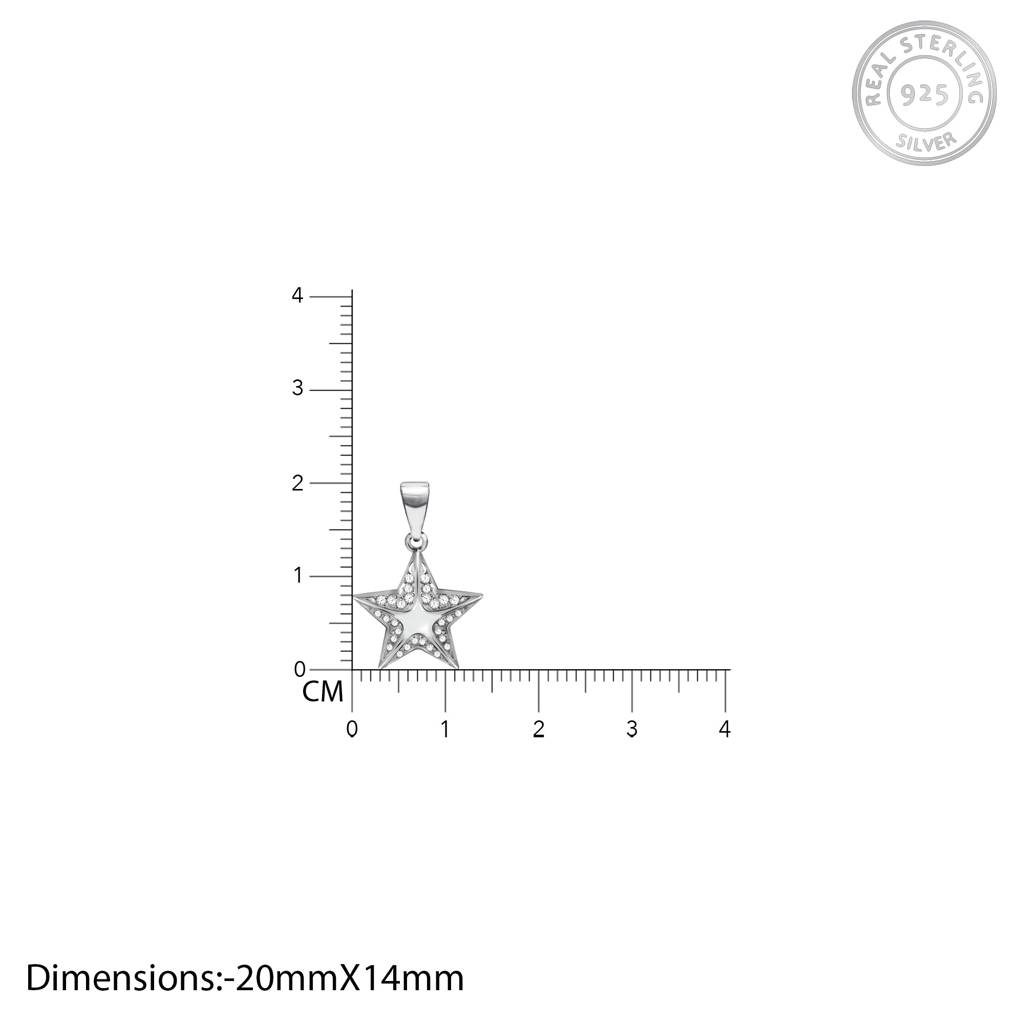 Silver Shining Star Pendant With Link Chain : PD0168
