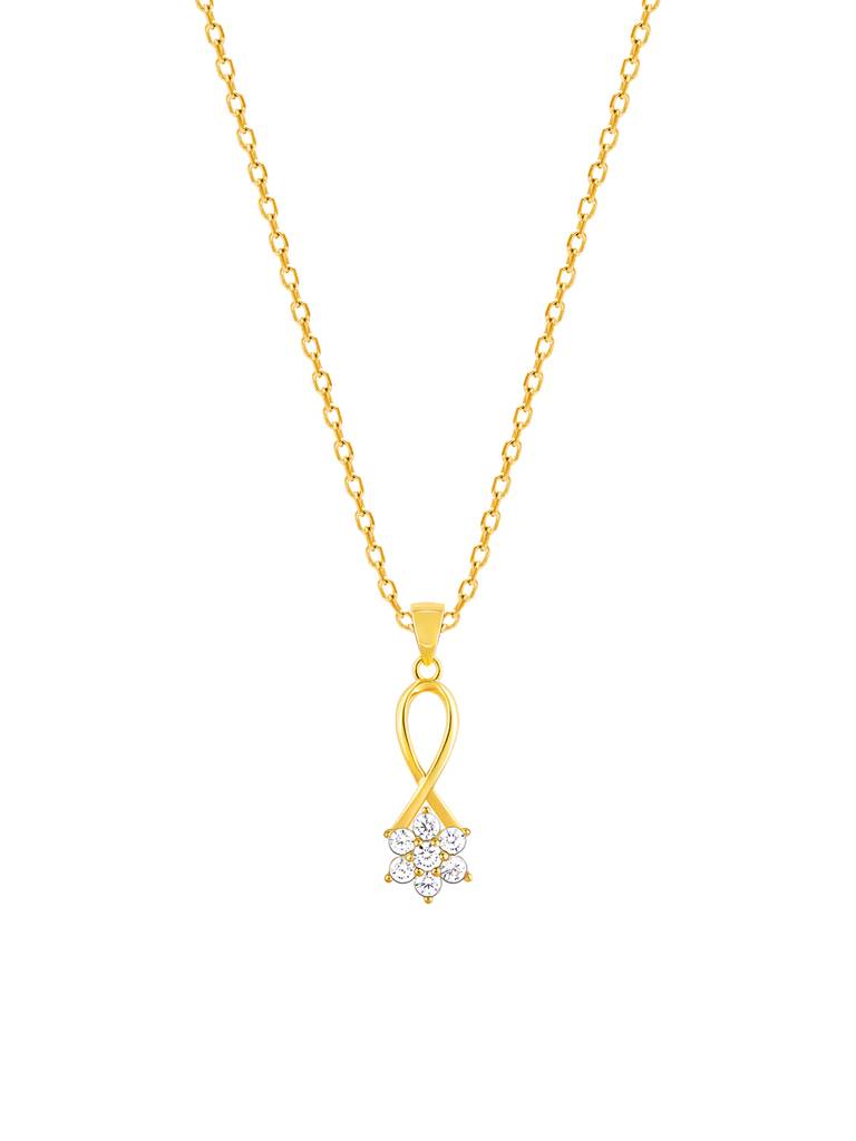 GIVA 925 Sterling Silver Golden Zircon Flower Pendant with Link Chain
