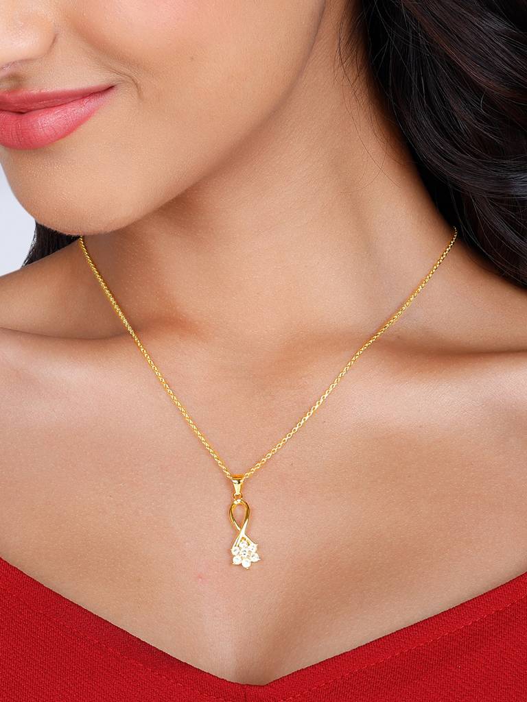 GIVA 925 Sterling Silver Golden Zircon Flower Pendant with Link Chain