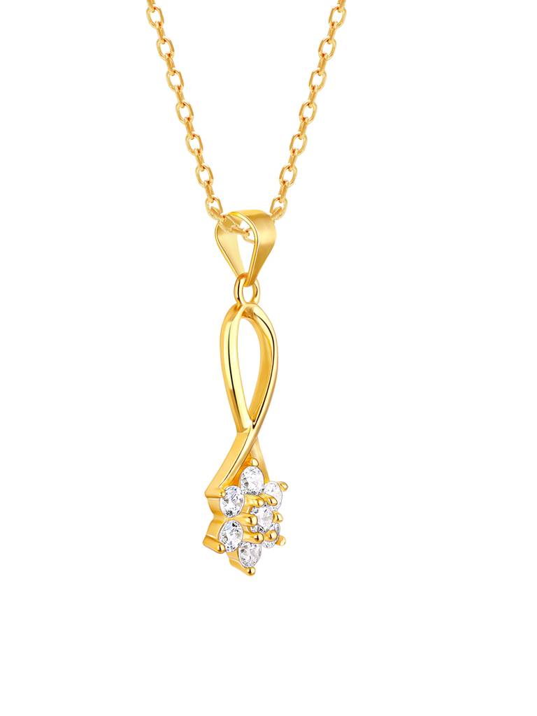 GIVA 925 Sterling Silver Golden Zircon Flower Pendant with Link Chain