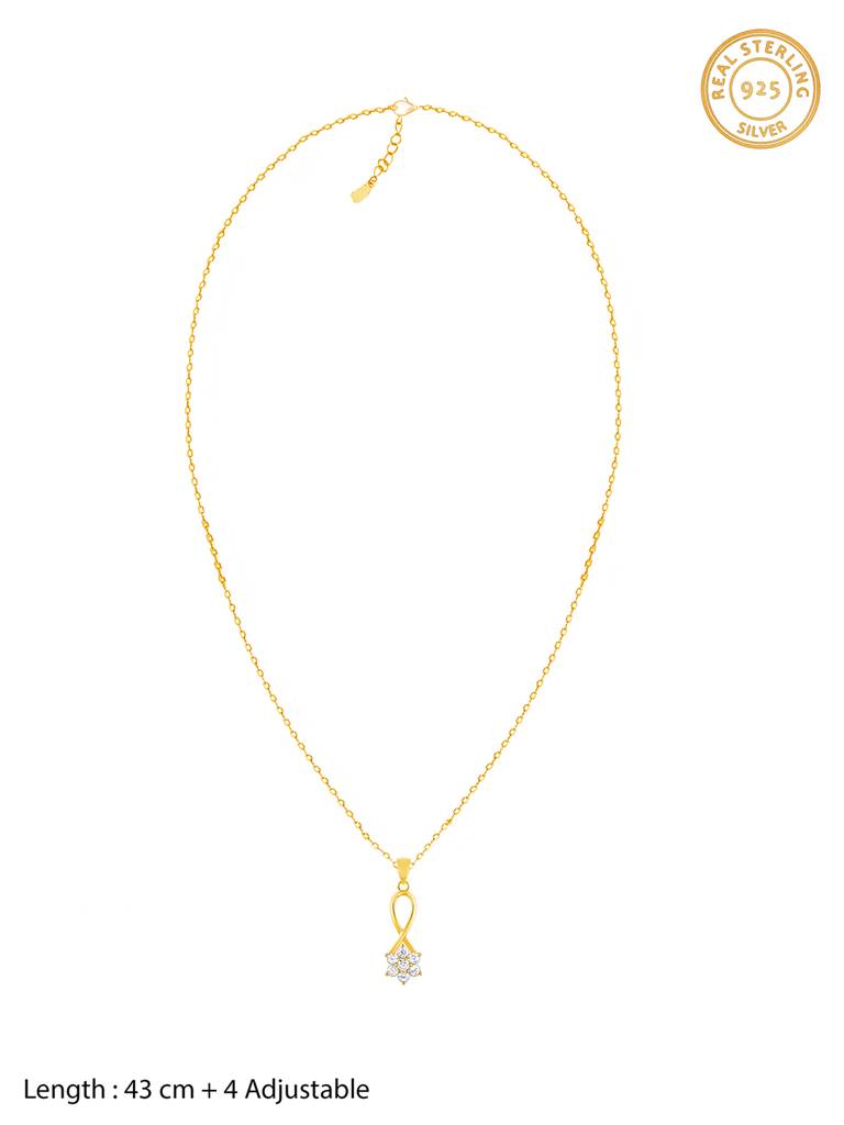 GIVA 925 Sterling Silver Golden Zircon Flower Pendant with Link Chain