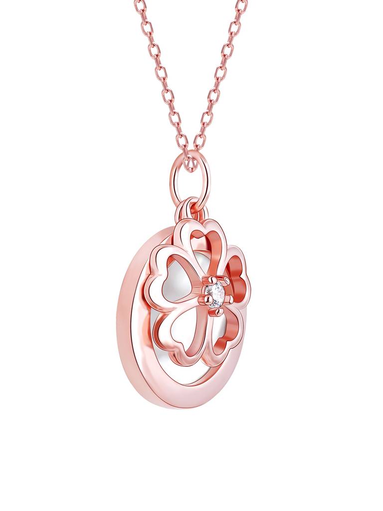 GIVA 925 Sterling Silver Rose Gold Pea Flower Pendant with Link Chain