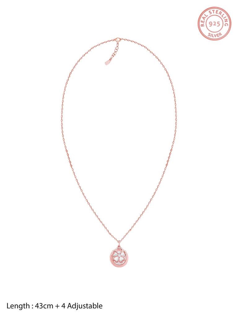 GIVA 925 Sterling Silver Rose Gold Pea Flower Pendant with Link Chain