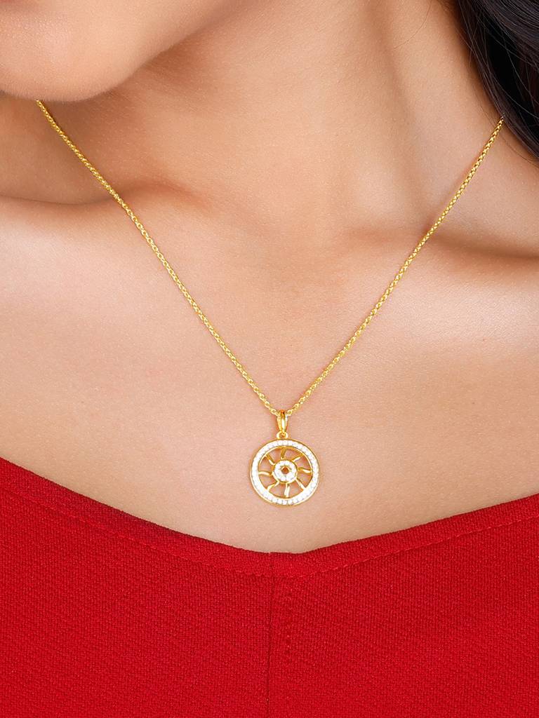 GIVA 925 Sterling Silver Golden Wheel Of Life Pendant with Link Chain