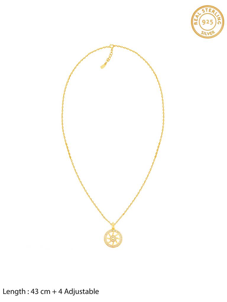 GIVA 925 Sterling Silver Golden Wheel Of Life Pendant with Link Chain