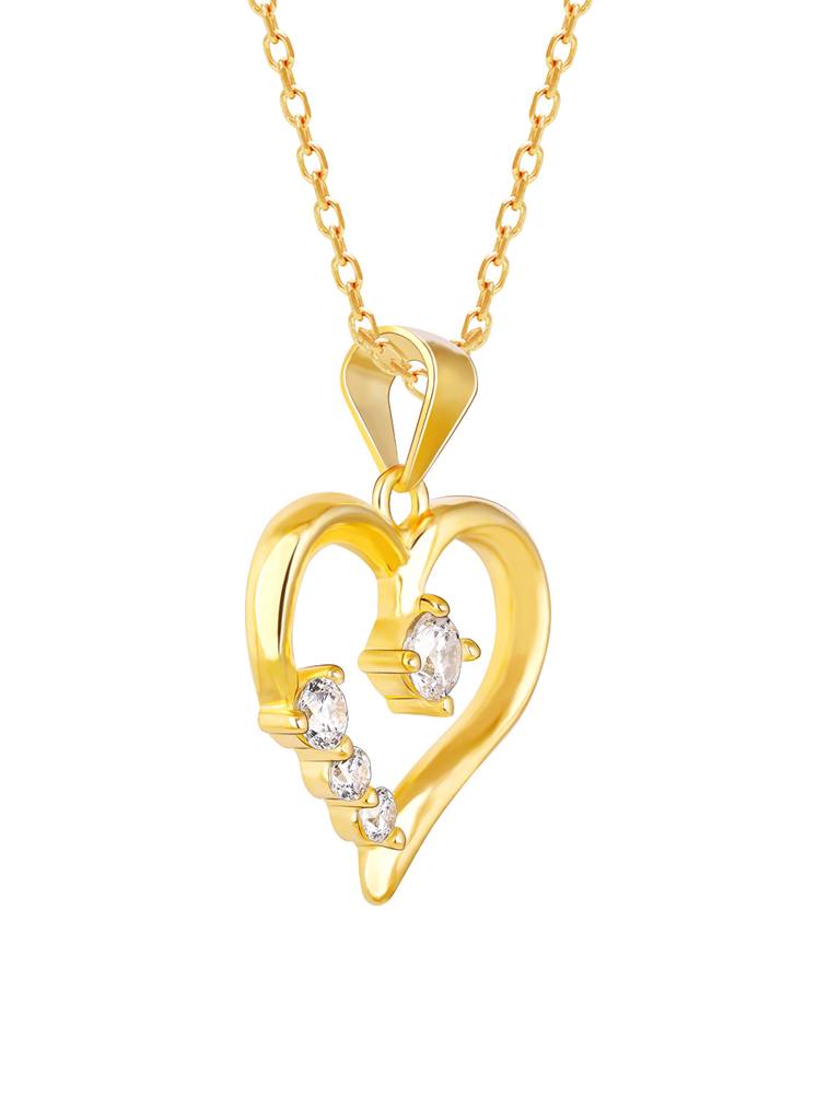 GIVA 925 Sterling Silver Golden Solitaire Heart Pendant with Link Chain