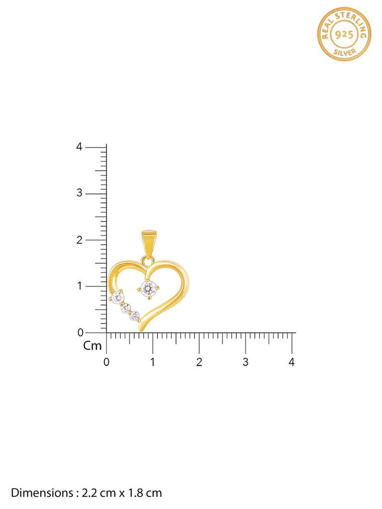 GIVA 925 Sterling Silver Golden Solitaire Heart Pendant with Link Chain