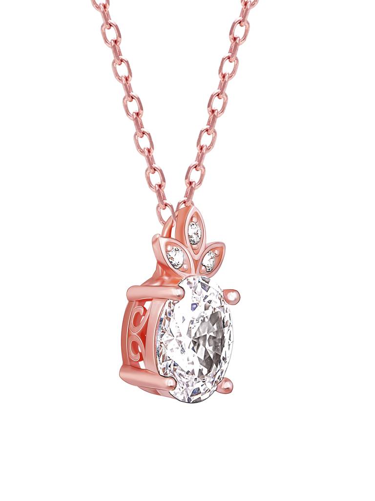 GIVA 925 Sterling Silver Rose Gold Glint of Happiness Pendant with Link Chain