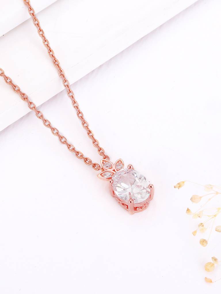 GIVA 925 Sterling Silver Rose Gold Glint of Happiness Pendant with Link Chain