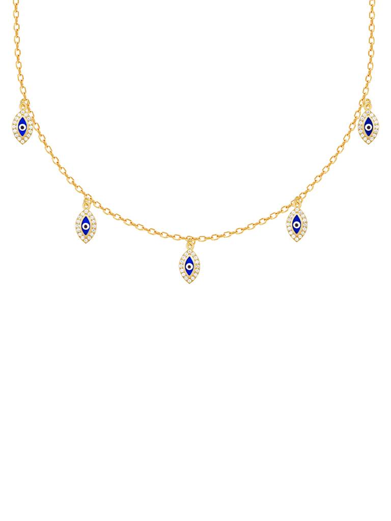 GIVA 925 Sterling Silver Golden Evil Eye Charm Necklace