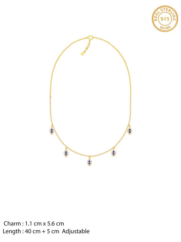GIVA 925 Sterling Silver Golden Evil Eye Charm Necklace