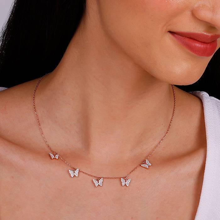 Giva 925 Sterling Silver Rose Gold Wavering Wings Butterfly Necklace | Pendant To Gift Wom : PD01702