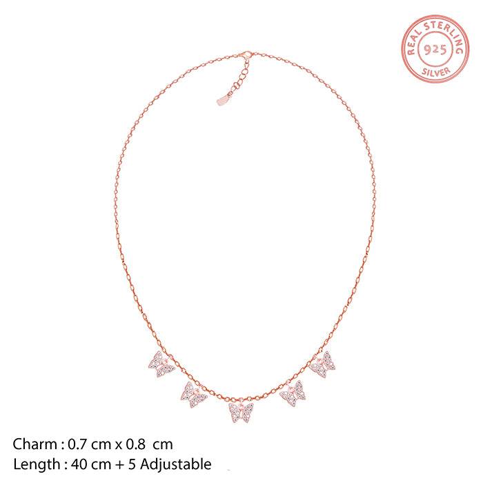 Giva 925 Sterling Silver Rose Gold Wavering Wings Butterfly Necklace | Pendant To Gift Wom : PD01702