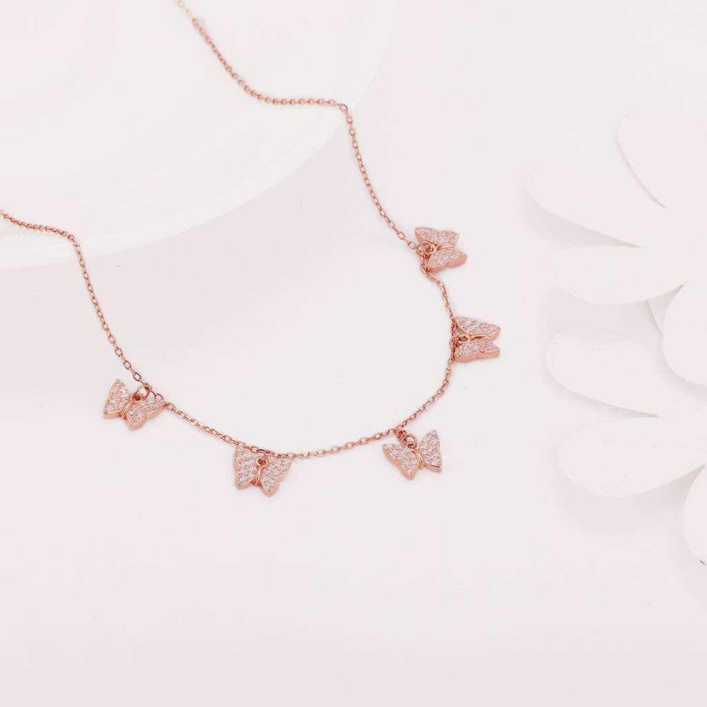 Giva 925 Sterling Silver Rose Gold Wavering Wings Butterfly Necklace | Pendant To Gift Wom : PD01702