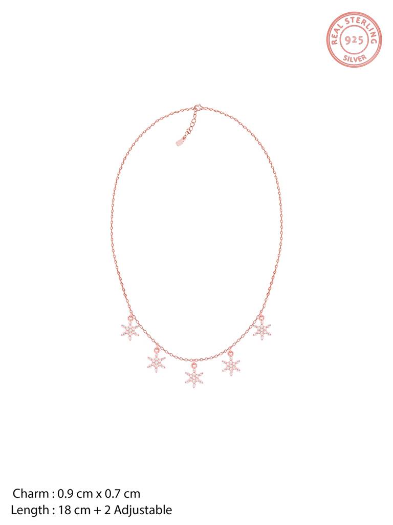 GIVA 925 Sterling Silver Rose Gold Frost Charm Necklace