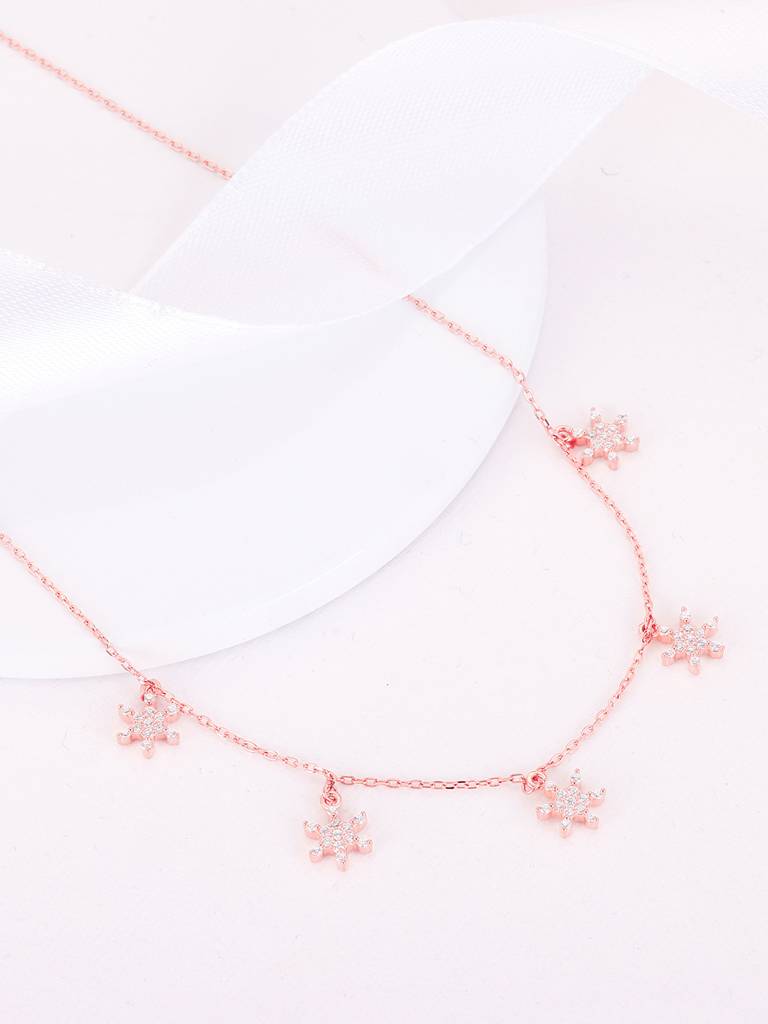 GIVA 925 Sterling Silver Rose Gold Frost Charm Necklace