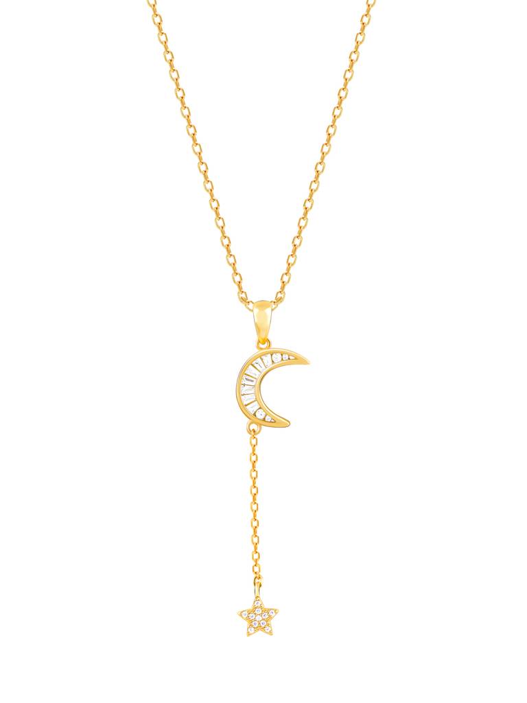 GIVA 925 Sterling Silver Golden Moon Catching Star Pendant with Link Chain