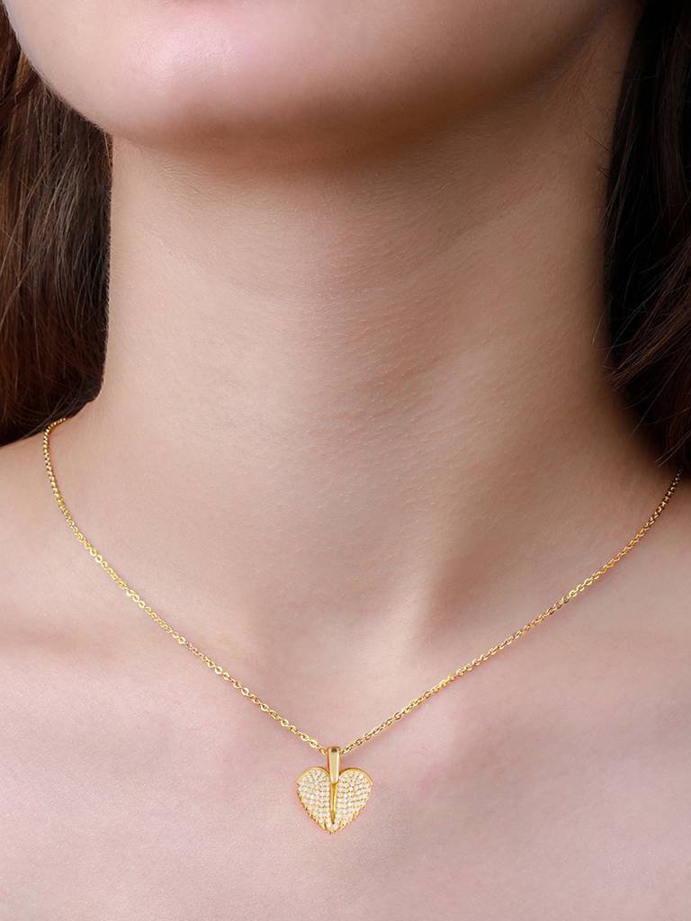 GIVA 925 Sterling Silver Anushka Sharma Golden Wings Of Love Pendant with Link Chain