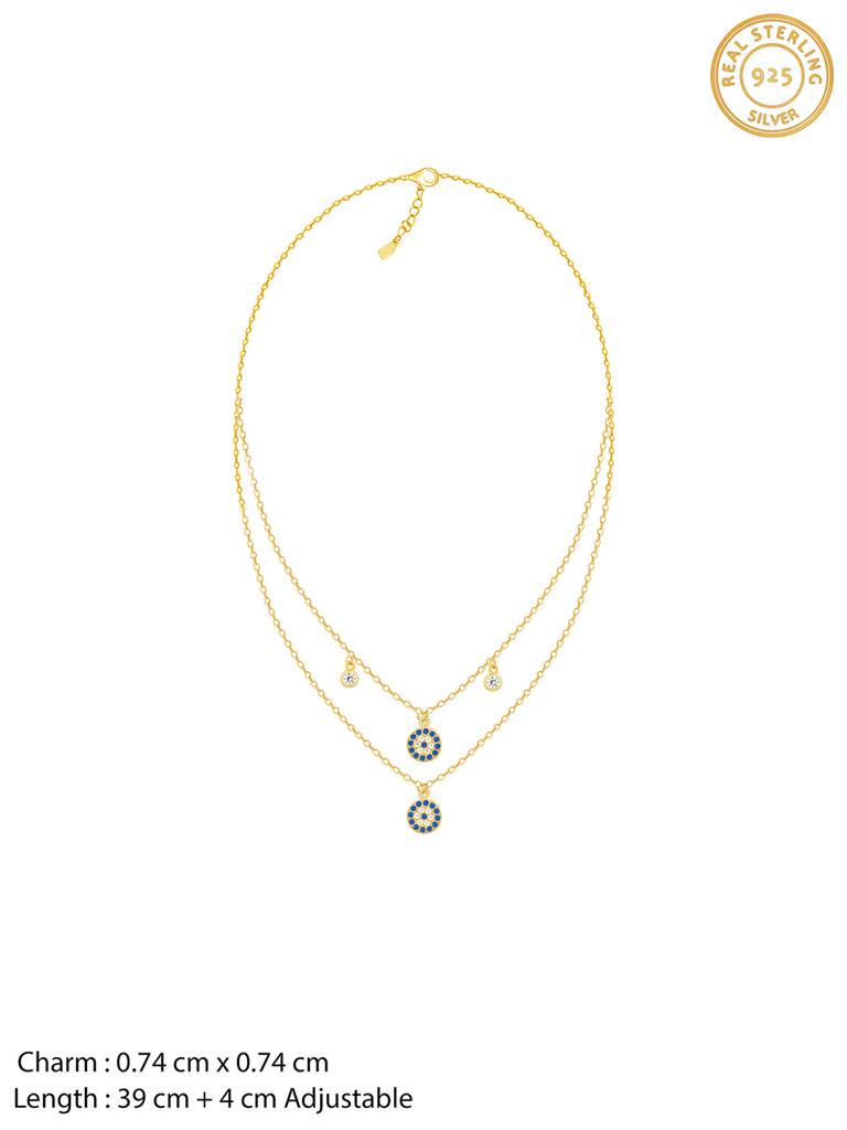 GIVA 925 Sterling Silver Golden Evil Eye Layered Necklace