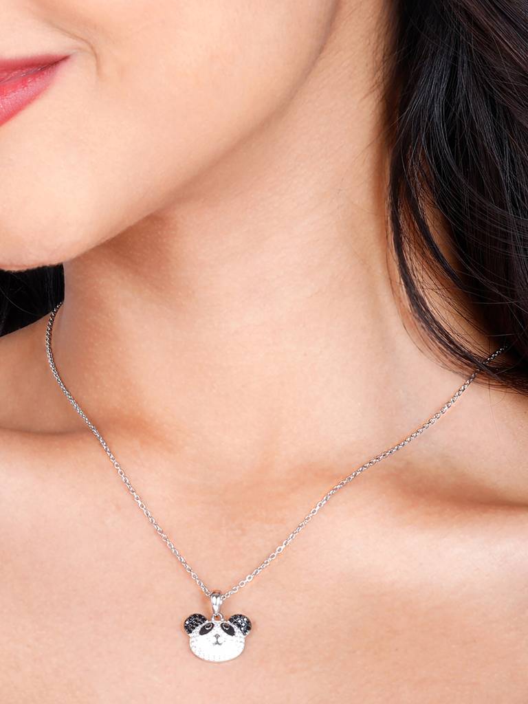 GIVA 925 Sterling Silver Panda Power Pendant with Link Chain