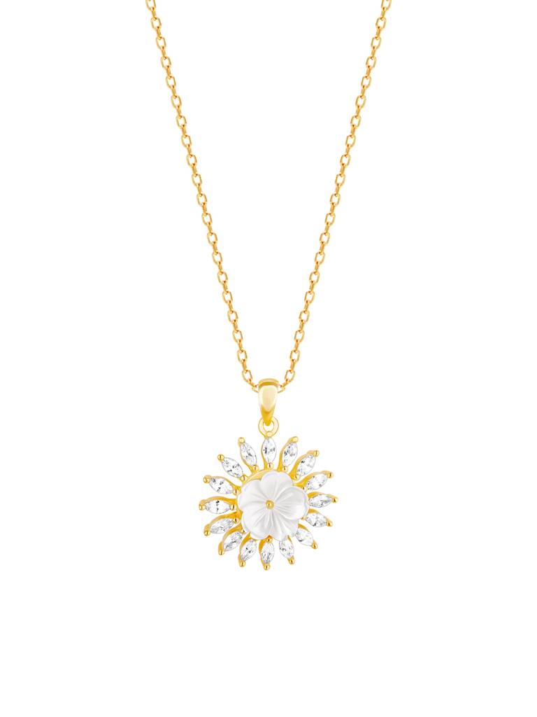 GIVA 925 Sterling Silver Golden Daisy Affair Pendant with Link Chain